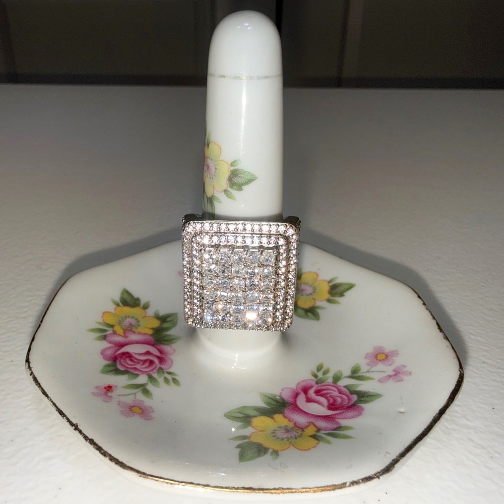 Bella Luce 8 Ctw CZ Cluster Ring Size 6 Sterling Silver Rhodium Plated Statement